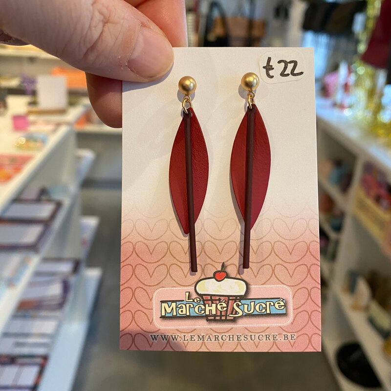 le marché sucré Le marché sucré: oorbellen stekers - goud + aubergine + bordeaux