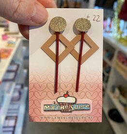 le marché sucré Le marché sucré: oorbellen stekers - goud + taupe + bordeaux