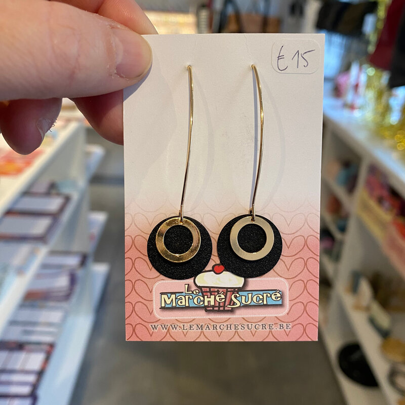 le marché sucré Le marché sucré: oorbellen hangers -  zwart + goud