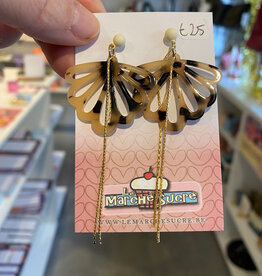 le marché sucré Le marché sucré: oorbellen stekers - ecru + printje + goud