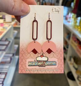 le marché sucré Le marché sucré: oorbellen stekers  - aubergine + roze + bordeaux