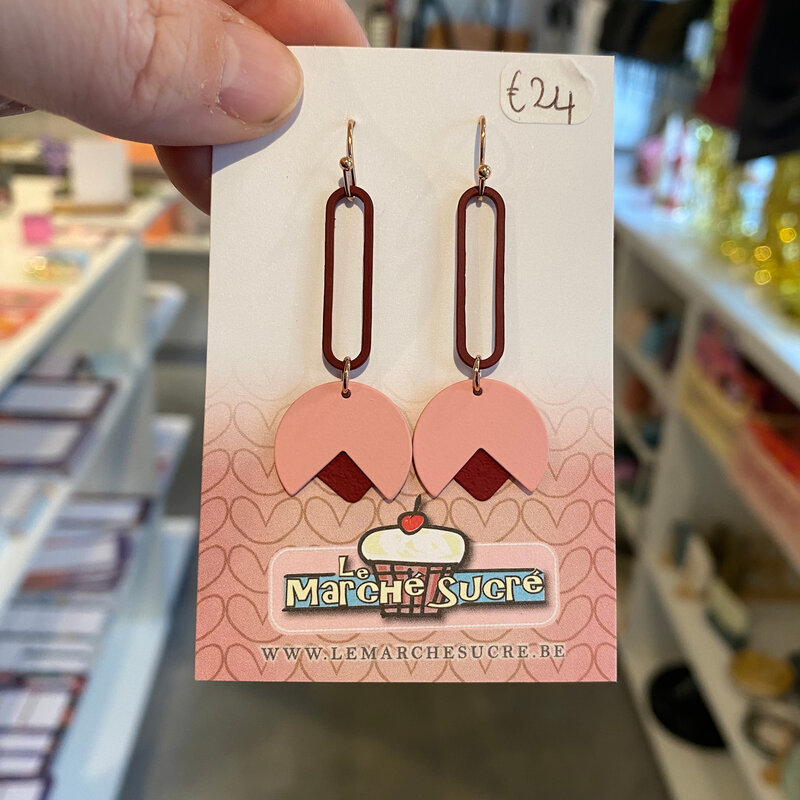 le marché sucré Le marché sucré: oorbellen stekers  - aubergine + roze + bordeaux