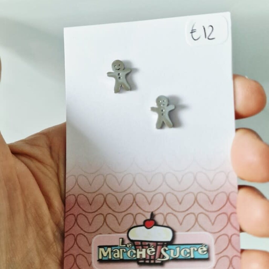 le marché sucré Le Marché Sucré: oorbellen stekers koekemannetje - zilver