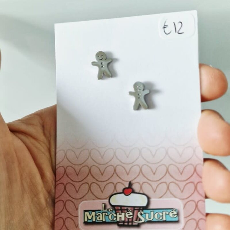 le marché sucré Le Marché Sucré: oorbellen stekers koekemannetje - zilver