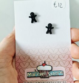 le marché sucré Le Marché Sucré: oorbellen stekers koekemannetje - zwart