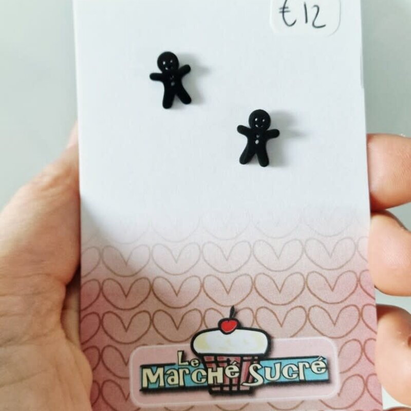 le marché sucré Le Marché Sucré: oorbellen stekers koekemannetje - zwart