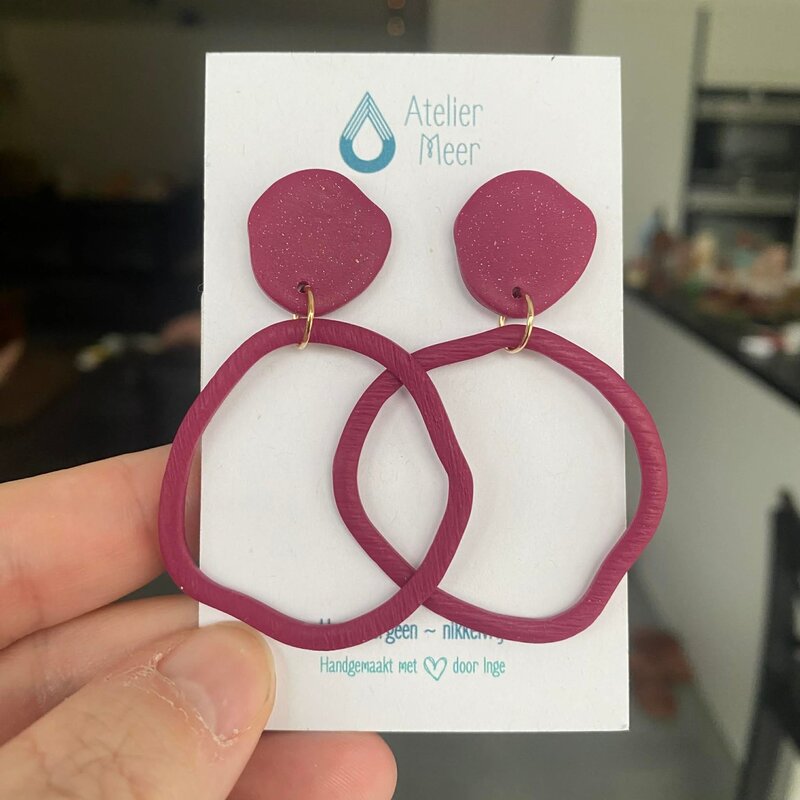 Atelier Meer Atelier Meer: SILLE XL  oorbellen stekers klei