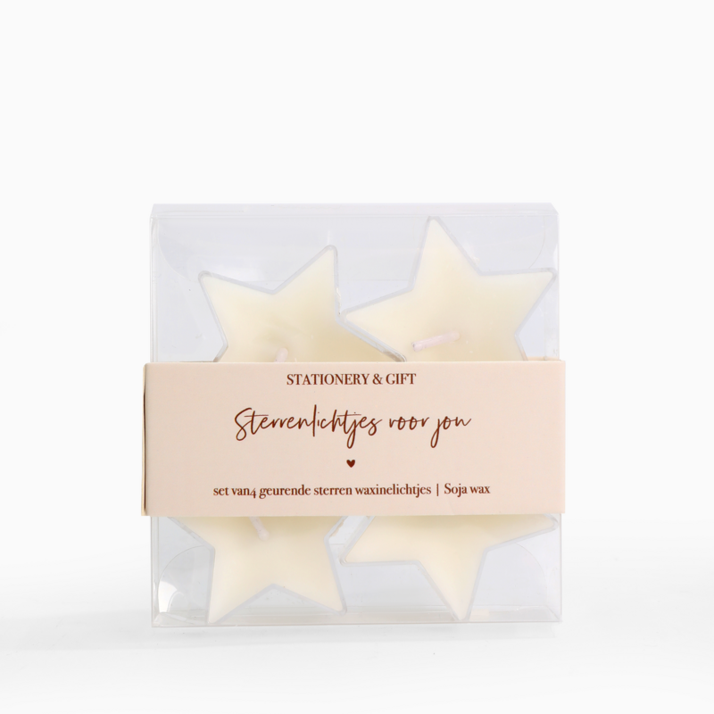 Stationery & gift Stationery & gift: Kaarsjes Waxinehartjes creme - sterrenlichtjes voor jou