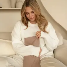 Janneke's warmtesjaal: fijne wafelstof taupe