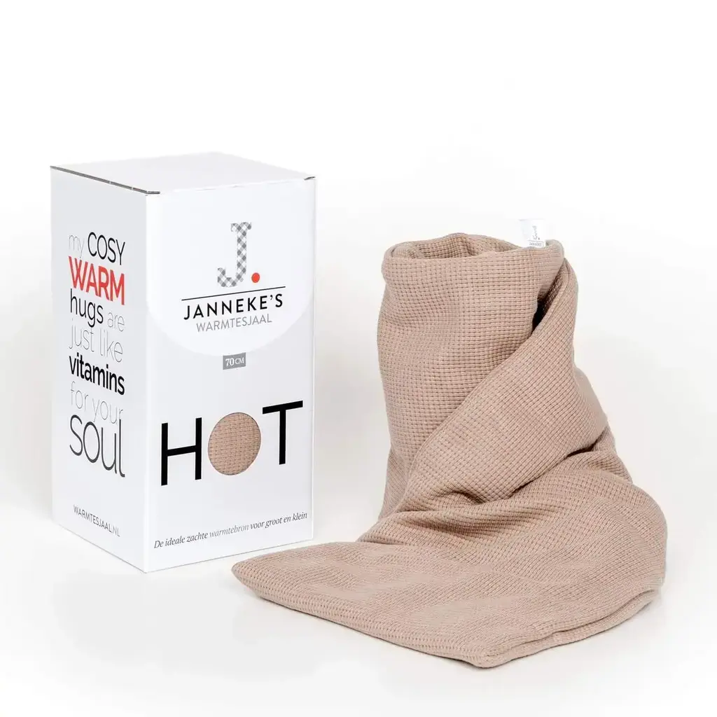 Janneke's warmtesjaal: fijne wafelstof taupe