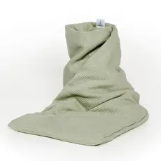 Janneke's warmtesjaal: fijne wafelstof dusty groen