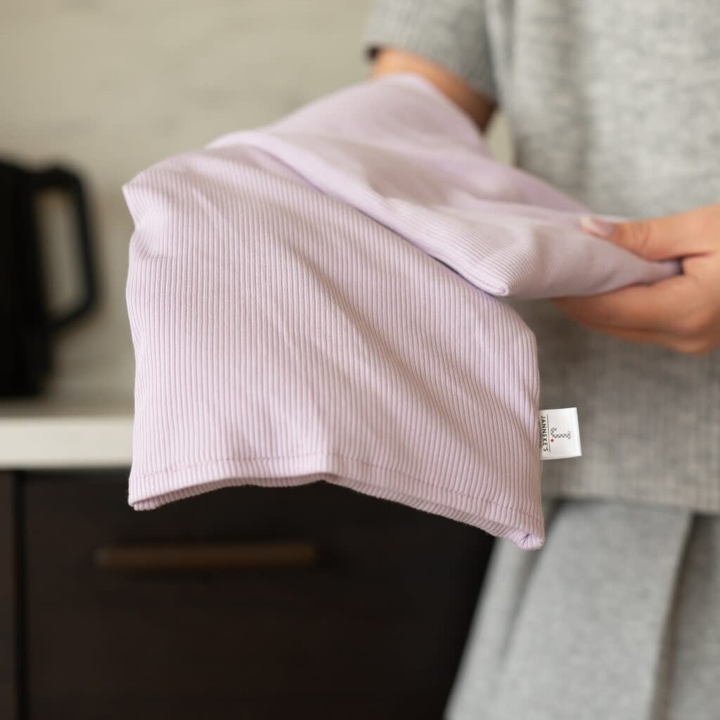 Janneke's warmtesjaal: fijne rib lila