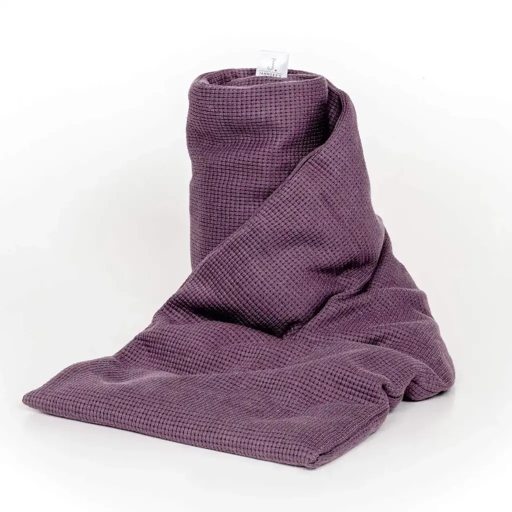 Janneke's warmtesjaal: fijne wafelstof dusty paars