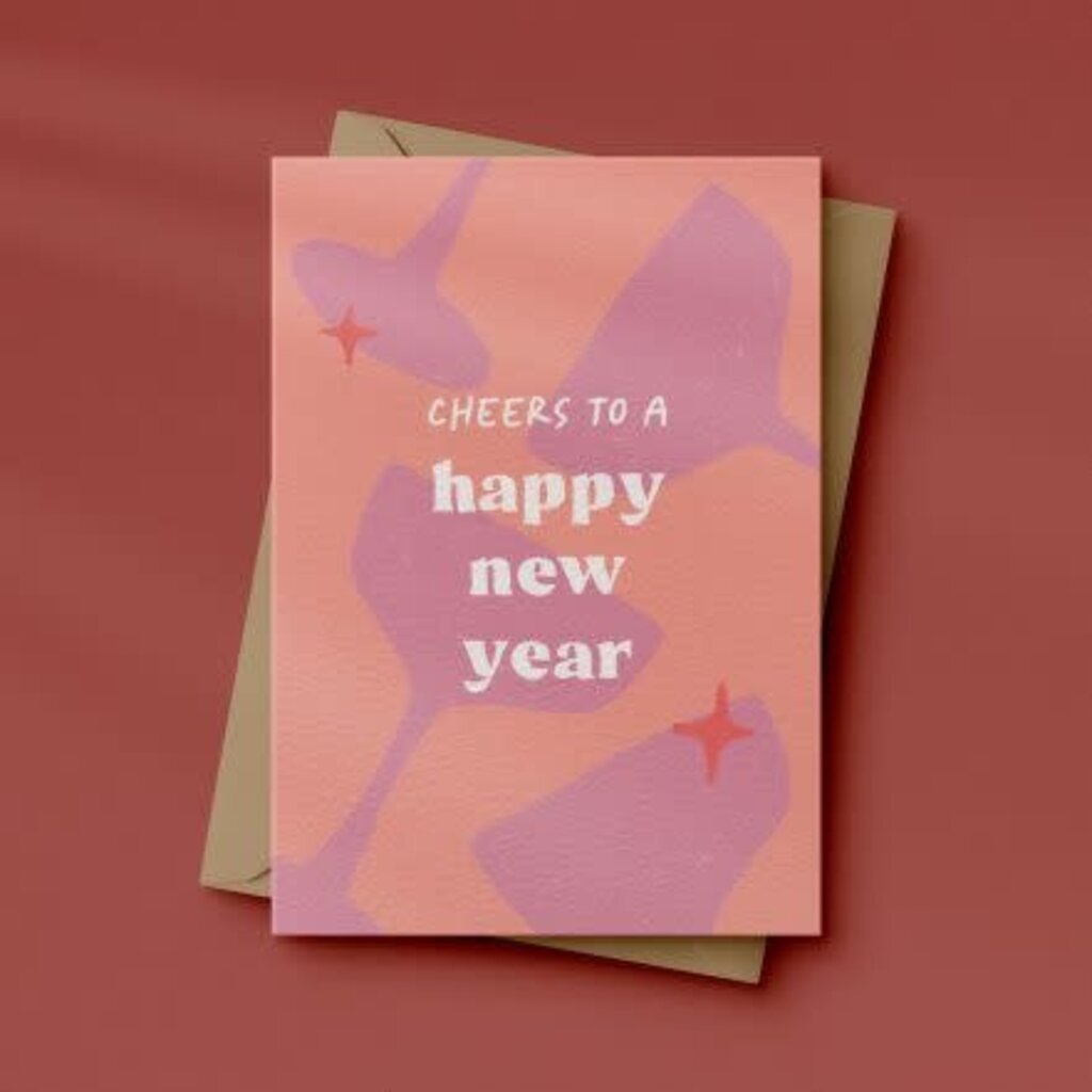 Letters and Lines Letters & lines: kaart a6 - cheers to a happy new year