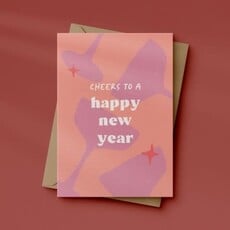 Letters and Lines Letters & lines: kaart a6 - cheers to a happy new year