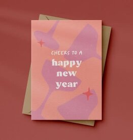 Letters and Lines Letters & lines: kaart a6 - cheers to a happy new year