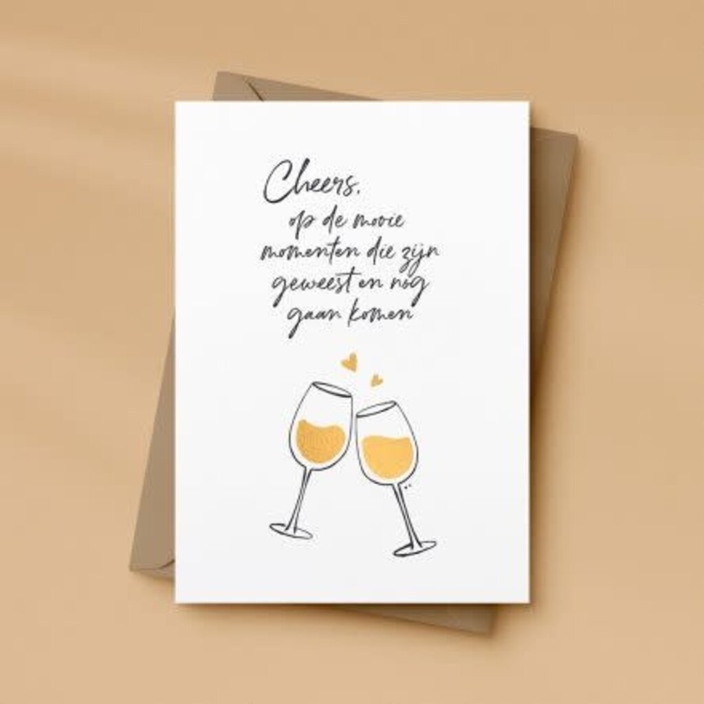 Letters and Lines Letters & lines: kaart a6 goudfolie - cheers
