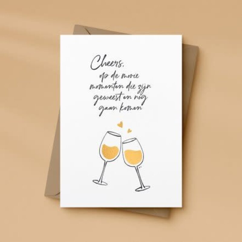 Letters and Lines Letters & lines: kaart a6 goudfolie - cheers
