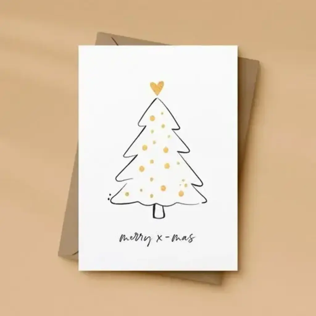 Letters and Lines Letters & lines: kaart a6 goudfolie - merry x-mas