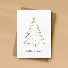 Letters and Lines Letters & lines: kaart a6 goudfolie - merry x-mas