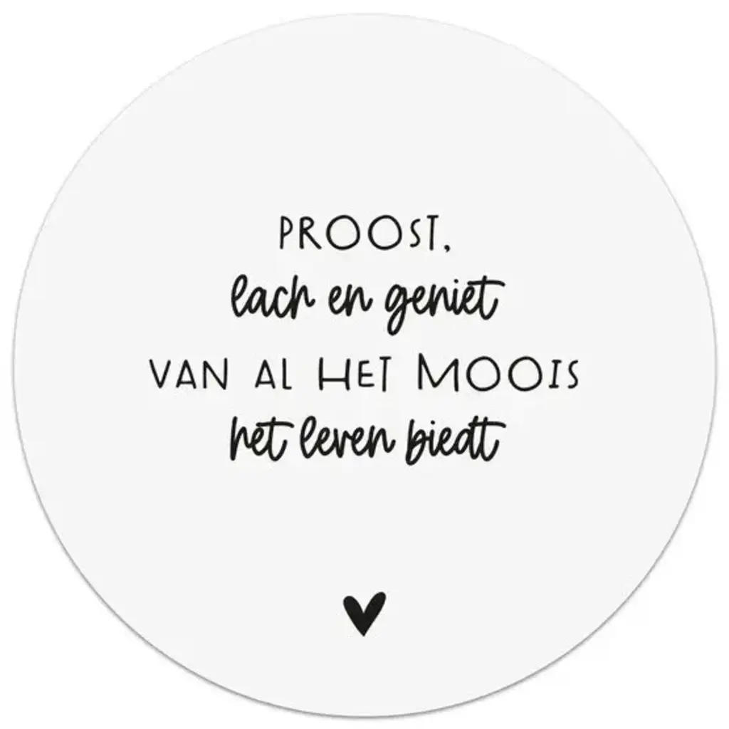 Zoedt Zoedt: muurcirkel 20 cm wit - Proost, lach en geniet