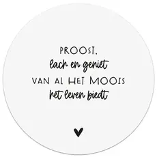 Zoedt Zoedt: muurcirkel 20 cm wit - Proost, lach en geniet