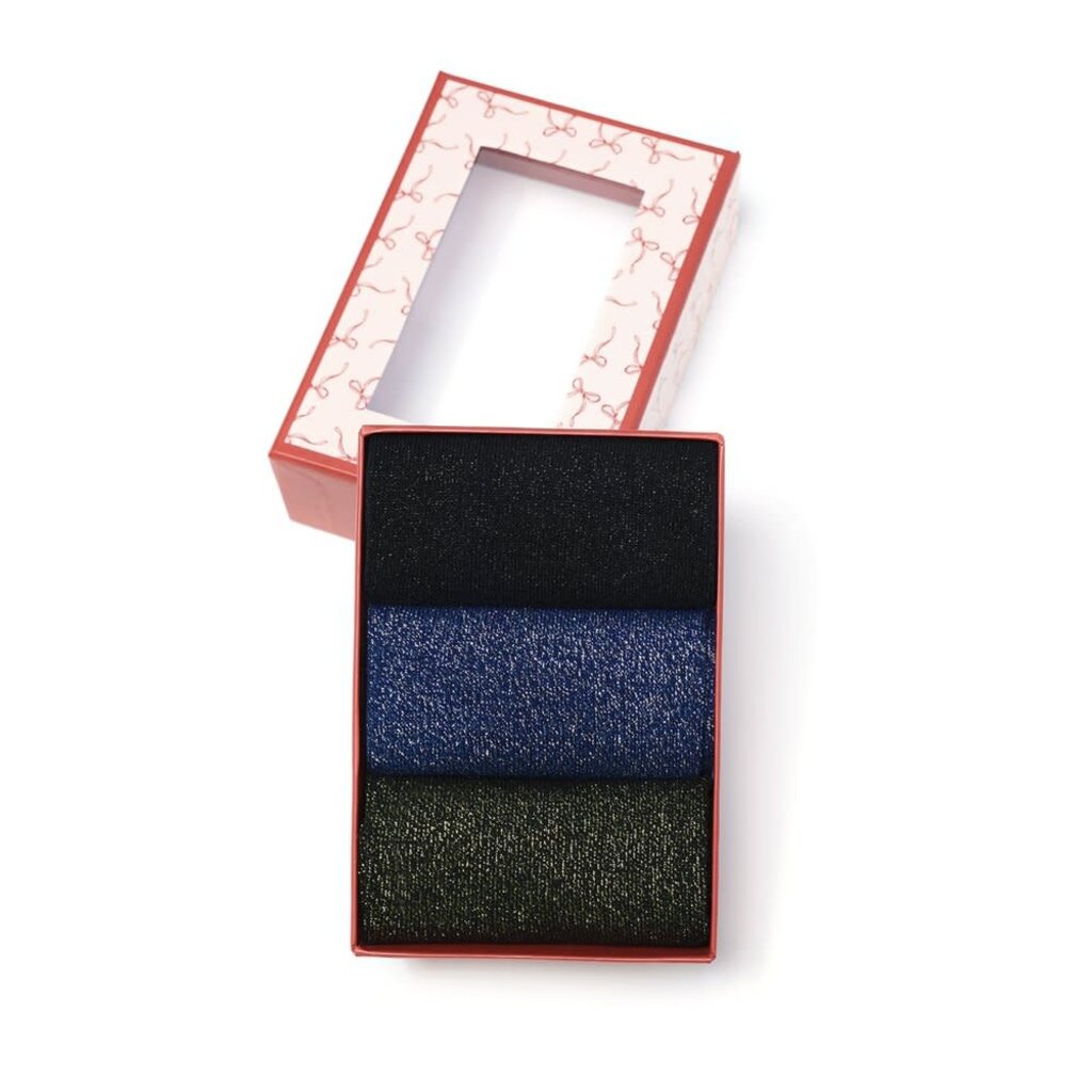 Yehwang Yehwang: set van 3 paar glitter sokken - zwart