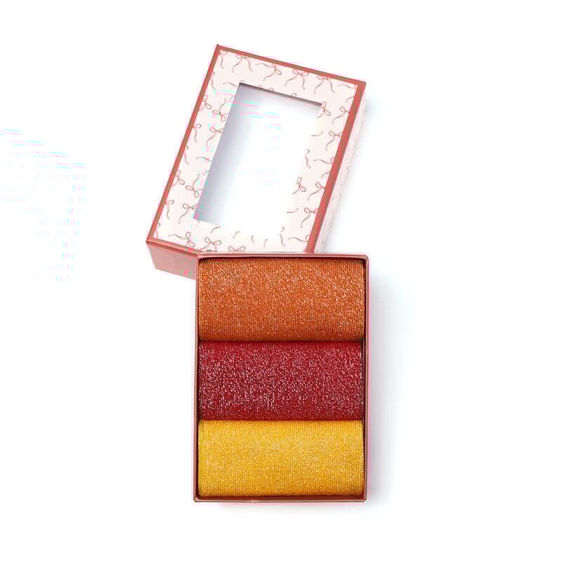 Yehwang Yehwang: set van 3 paar glitter sokken - oranje