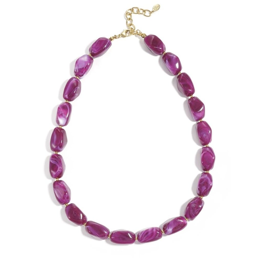 Yehwang Yehwang: kralen ketting - donkerpaars