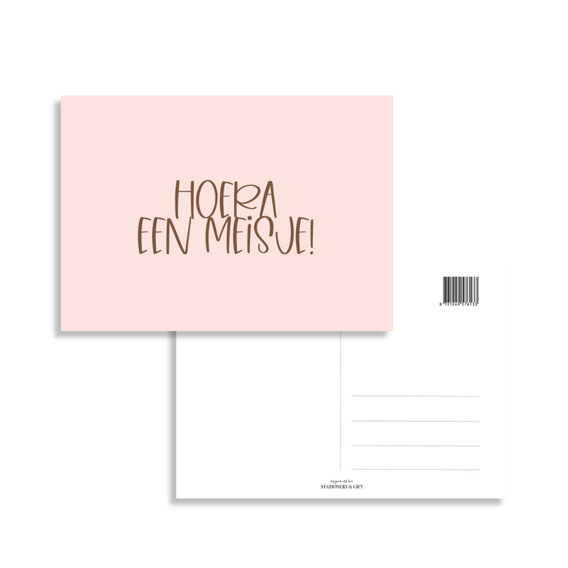 Stationery & gift Stationery & gift: kaartje a6 - Hoera een meisje