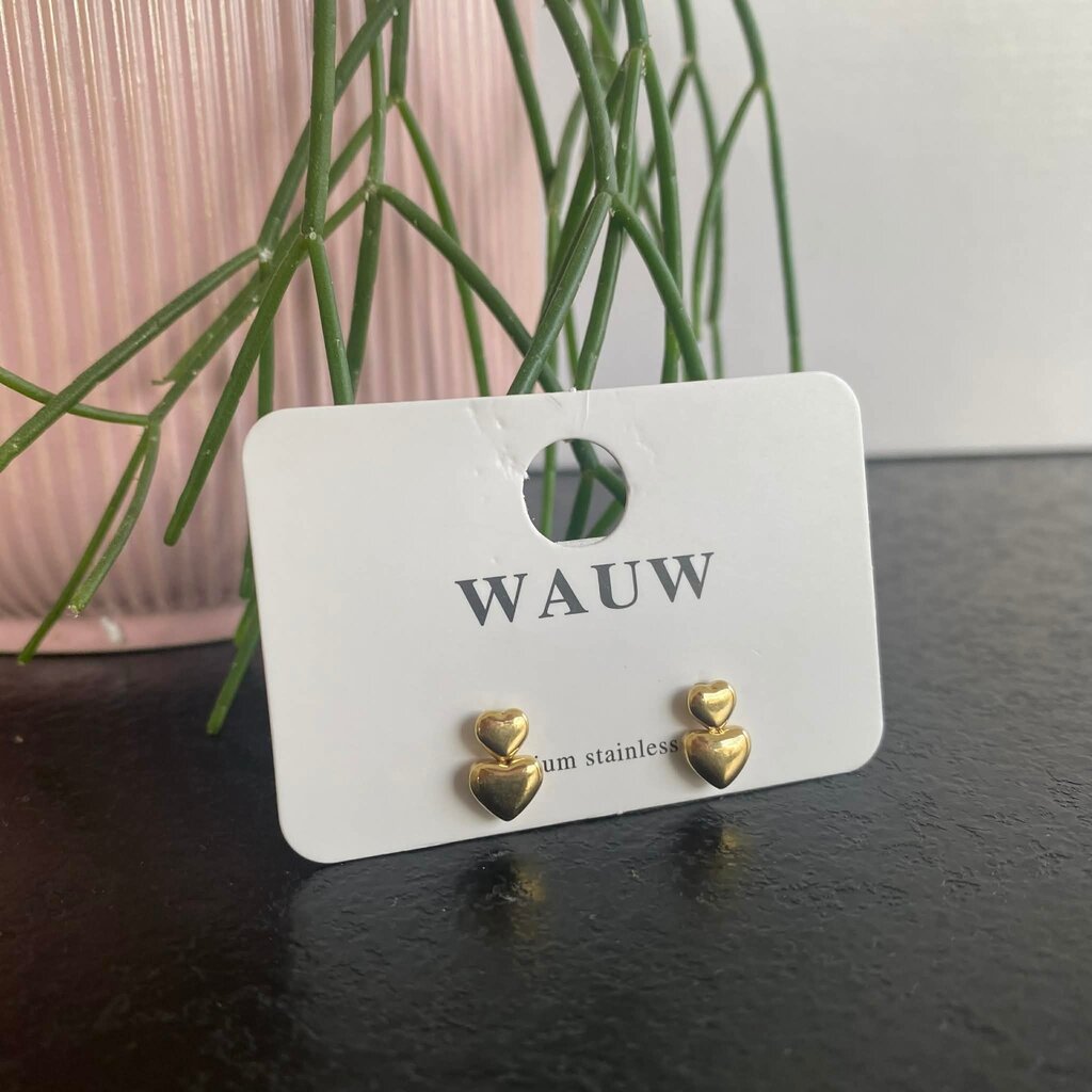 Wauw Wauw: oorbellen - dubbel hart