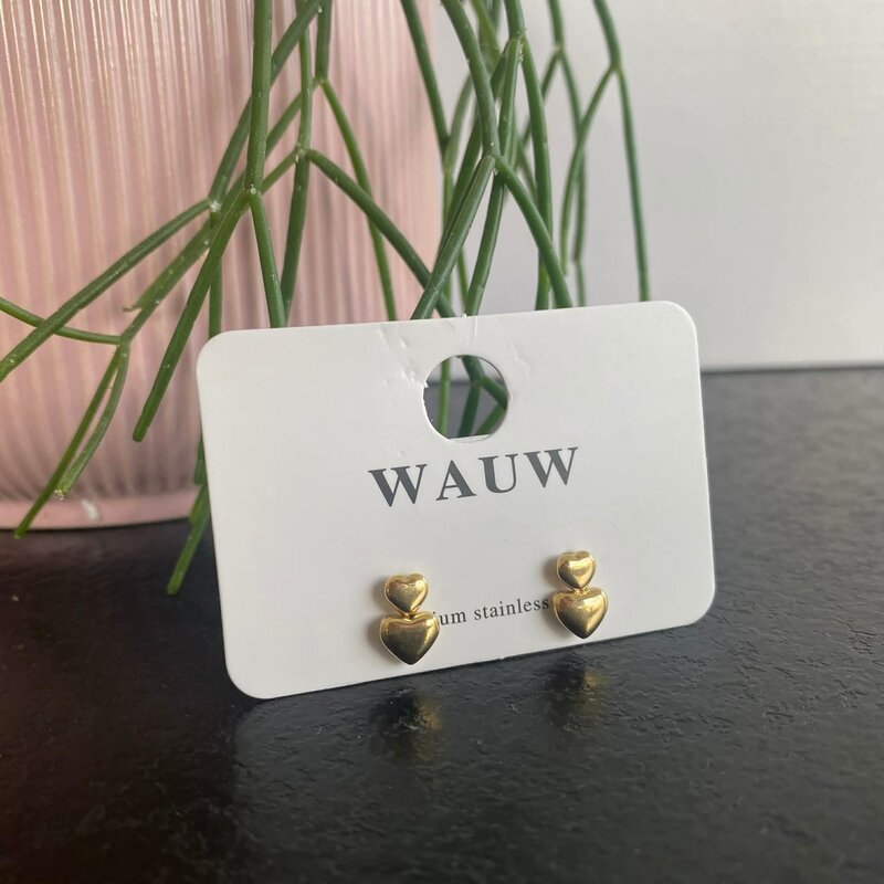 Wauw Wauw: oorbellen - dubbel hart