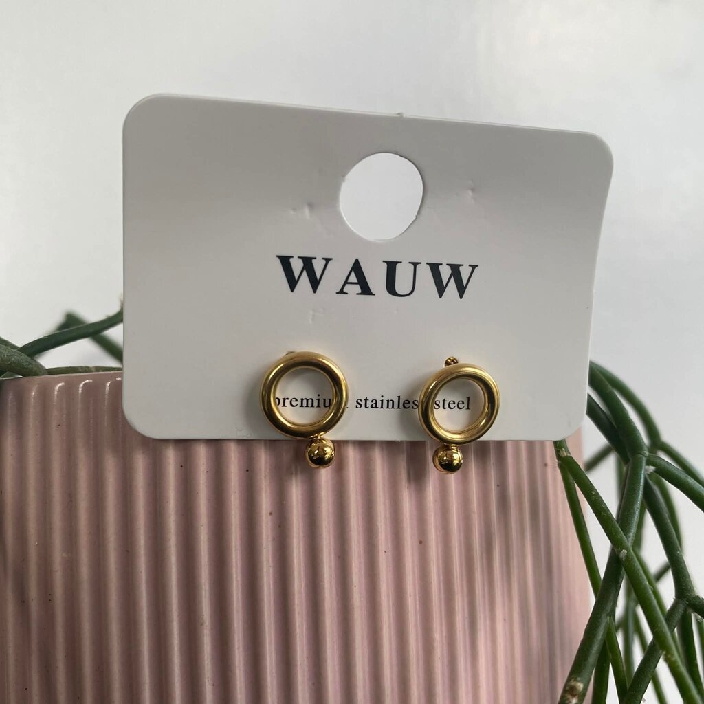 Wauw Wauw: oorbellen - open cirkel + bolletje