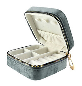 Betaalbare kralen BK: Fluwelen juwelendoosje - grijs