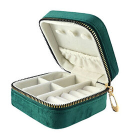 Betaalbare kralen BK: Fluwelen juwelendoosje - petrol