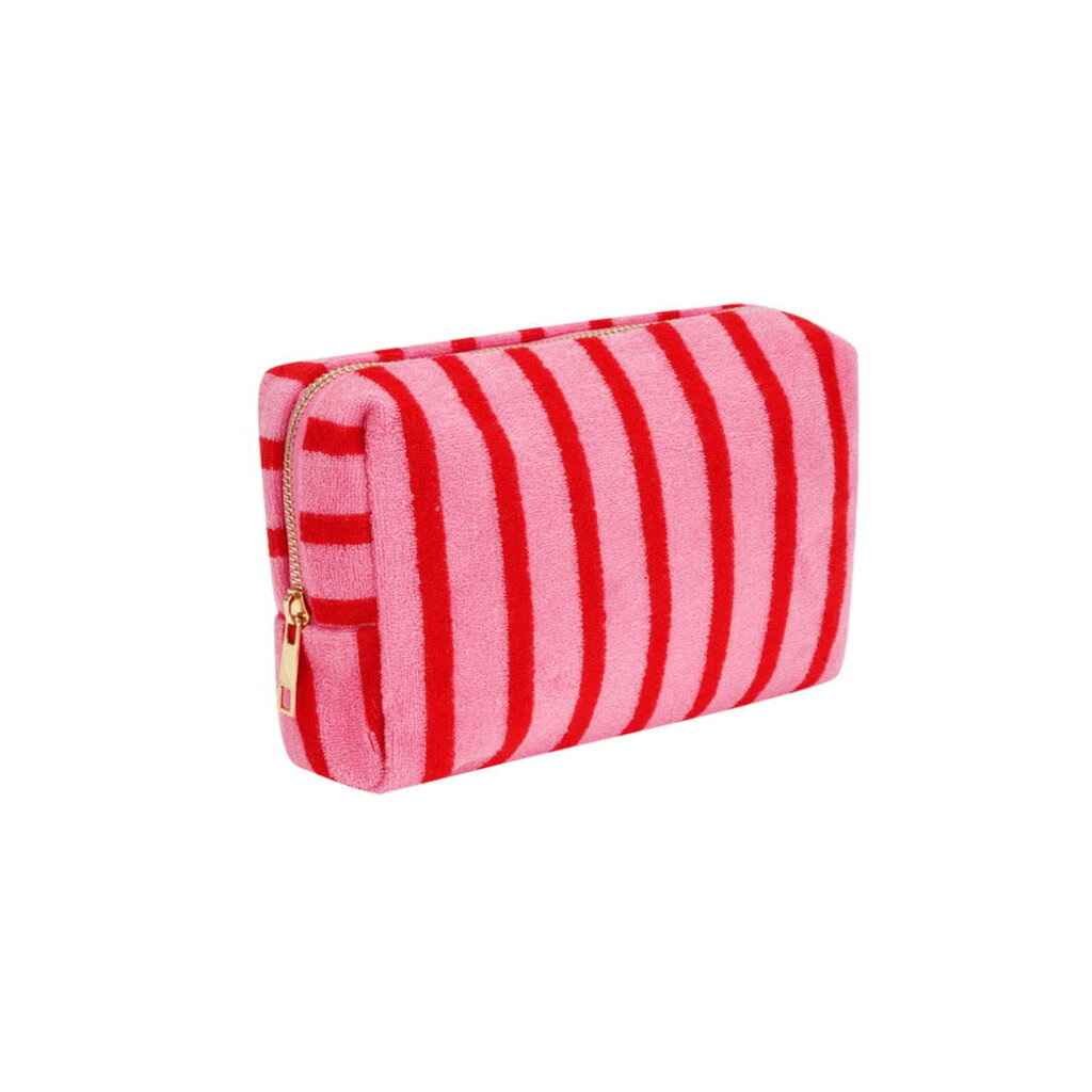 Yehwang Yehwang: make-up tas badstof - strepen roze en rood