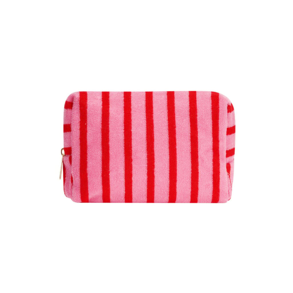 Yehwang Yehwang: make-up tas badstof - strepen roze en rood