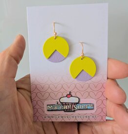 le marché sucré Le marché sucré: oorbellen - fluo geel, paars en goud