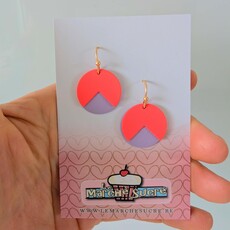 le marché sucré Le marché sucré: oorbellen - fluo oranje, paars en goud