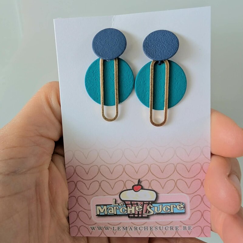 le marché sucré Le marché sucré: oorbellen  - blauw, goud en petrol