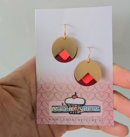 le marché sucré Le marché sucré: oorbellen  - bordeaux, goud en fluo oranje