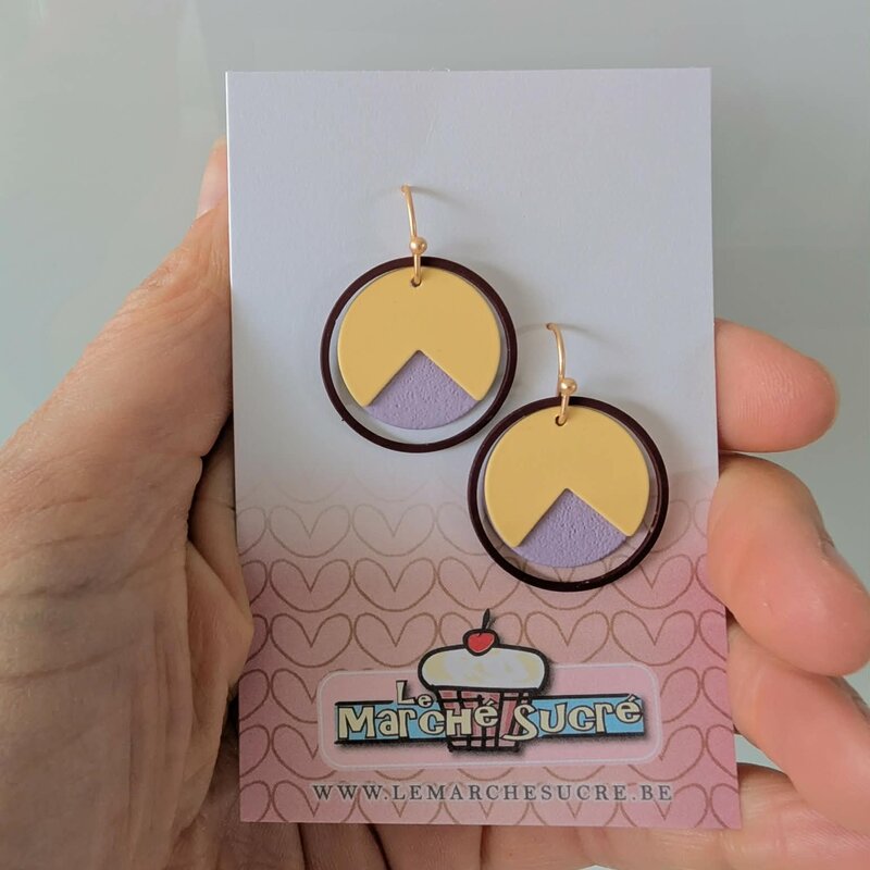 le marché sucré Le marché sucré: oorbellen  - zwart, paars, lichtgeel en goud