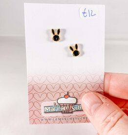 le marché sucré Le marché sucré: oorbellen  - konijn zwart