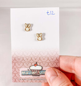 le marché sucré Le marché sucré: oorbellen  - konijn wit