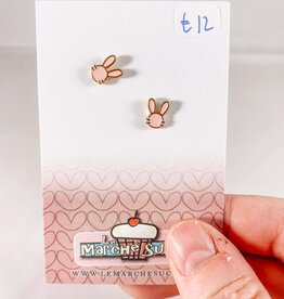 le marché sucré Le marché sucré: oorbellen  - konijn lichtroze