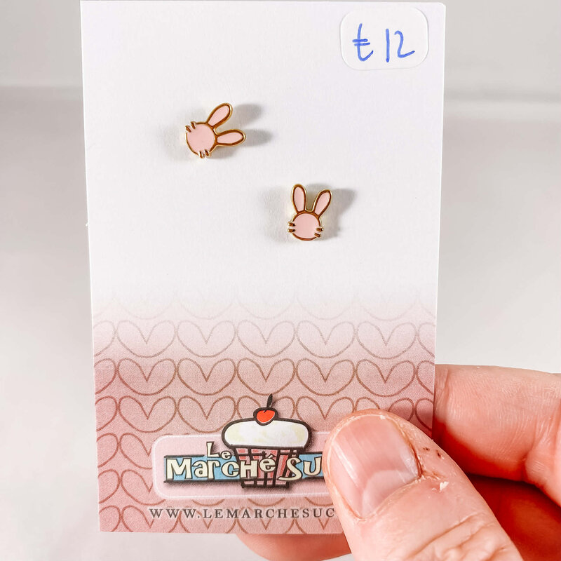 le marché sucré Le marché sucré: oorbellen  - konijn lichtroze