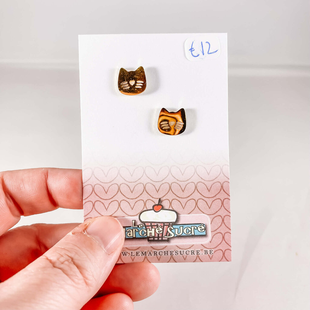 le marché sucré Le marché sucré: oorbellen goud - kat