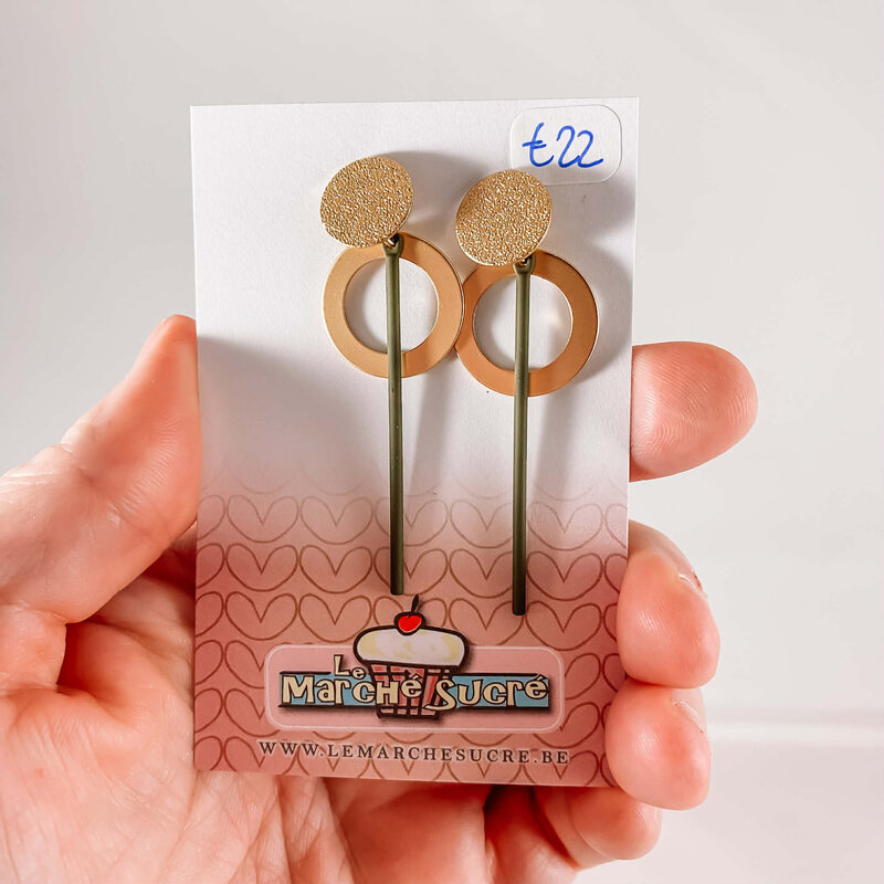 le marché sucré Le marché sucré: oorbellen  - goud en kaki