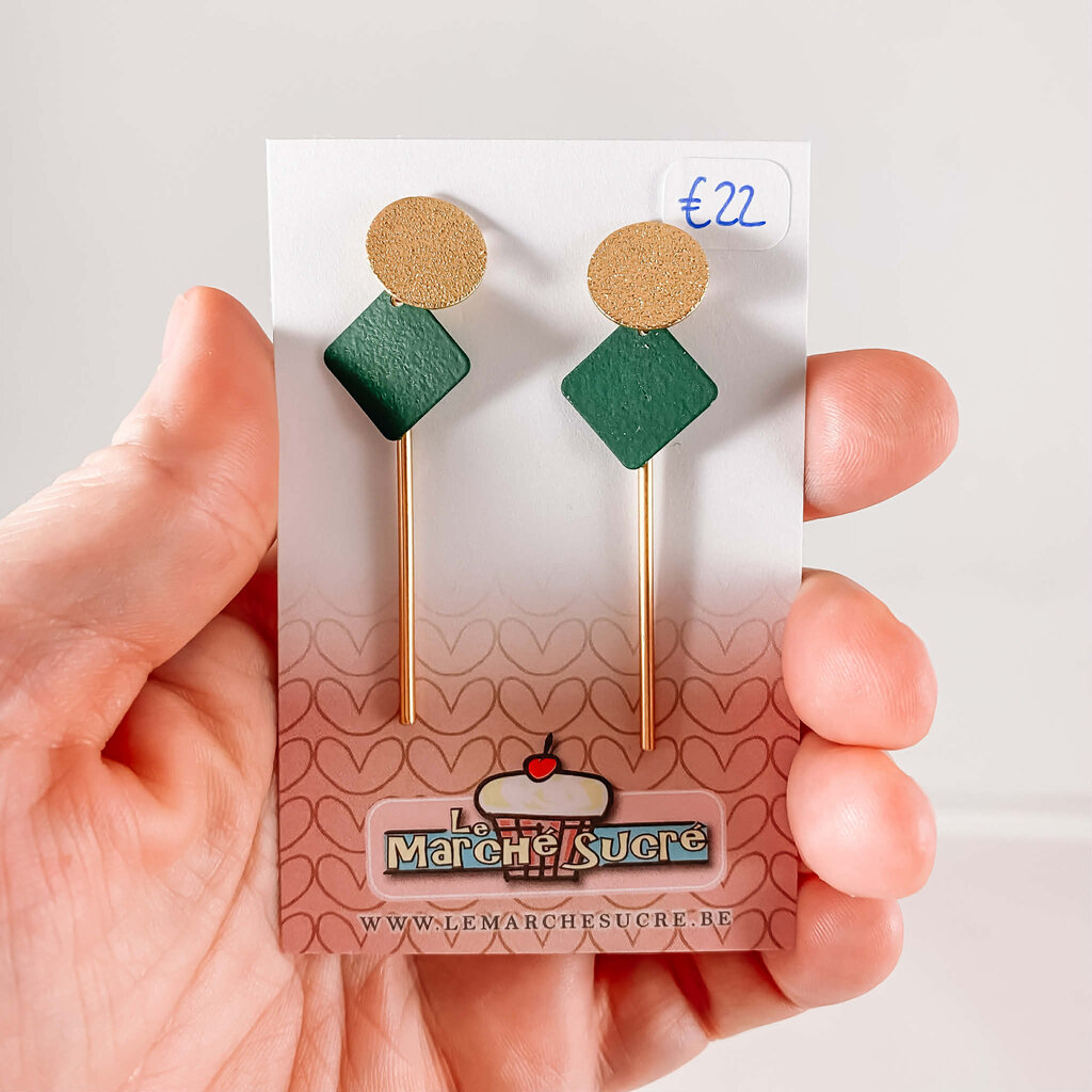 le marché sucré Le marché sucré: oorbellen  - goud en donkergroen