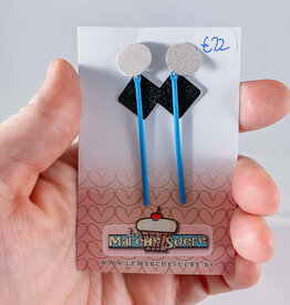 le marché sucré Le marché sucré: oorbellen - zilver, zwart en blauw